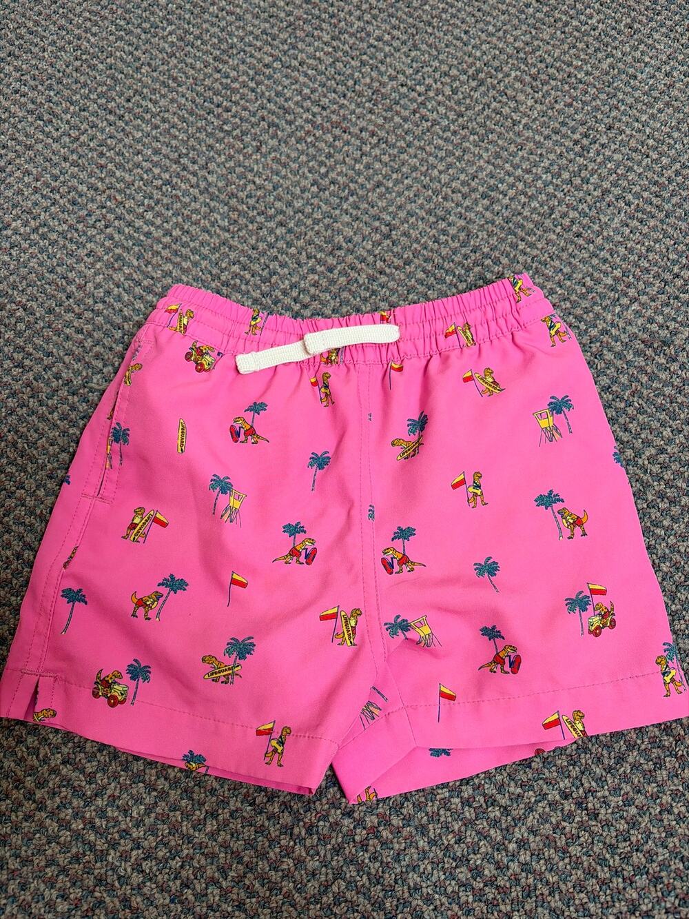Chubbies Toddler Pink Dino Surfing Swim Trunks 4T